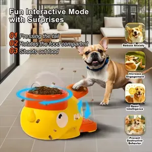 Interactive Pet Feeder for Dogs and Cats, Small Duck Design, Smart Food Dispenser Toy, Non-Slip Base, Ideal for Puppies