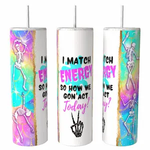 I Match Energy  20oz skinny Tumbler Drinkware Insulated Lid Coffee Portable