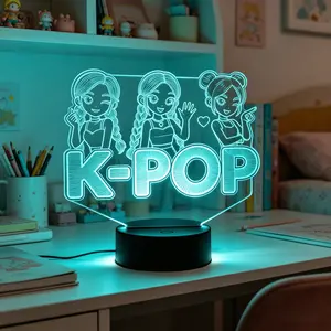 K-P-O-P Inspired Acrylic Lamp Plate for LED Night Light - Trendy Decor Insert