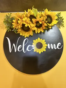 BEAUTIFUL SUNFLOWER WELCOME DOOR SIGN- HANDMADE STYLE