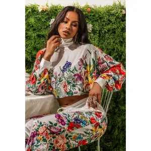 FULL BLOOM SATIN MOCK NECK BLOUSE IN WHITE