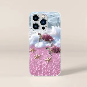 Cute tropical summer vacation phone case, clear coastal island ocean bumper for iPhone 13 Pro Max — 975