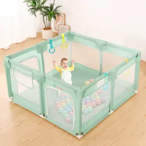 BIOBY Portable Baby Playpen, 50x50x27 inch, Small Baby Play Pens, Portable Soft Mesh Sturdy Pipe Ample Space for abies and Toddler, Full Mesh Design, Indoor & Outdoor Kids Activity Center, Portable Travel Design, Green