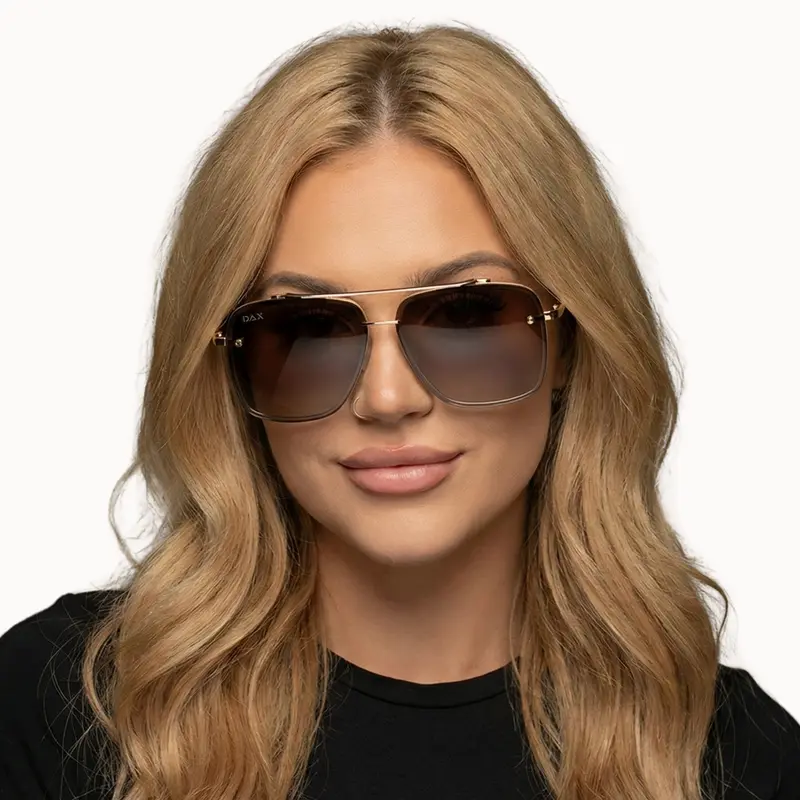 DAX EYEWEAR Dallas Women's Aviator Sunglasses - Metal Alloy Full Rim Frame, Ombré TAC Lenses, Tangle-Free for Quick Care, Non-Polarized, UV400 Eye Guard, D-Shaped Contemporary Iconic Look, Medium-Large Fashion Accessory, Sunglasses for Women