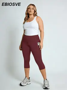 EBIOSVE 4-Pack Women's Capri Leggings in Black/Grey/Red/Blue Super Soft High-Elastic with 2 Side Pockets & High Waist Tummy Control for Summer Outfits Beach Vacations & Date Nights