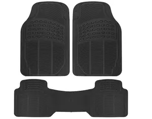Floor Mats for Cars Trucks SUV, 3-Piece All-Weather Car Mats with Universal Fit Design, Durable Car Floor Mats with Capture Ridges, Waterproof Rubber Floor Mats for Cars (Black)