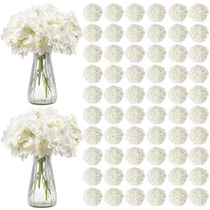 VEVOR Artificial Flowers, 205 pcs Real Looking White Silk Fake Hydrangea Bulk, White Faux Bridal Shower with Stems for Wedding Bouquets, Home Centerpieces Arrangements, Party Tables Decorations
