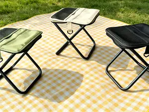 Upgraded Reinforced Folding Stool, Tear Proof Thickened Cloth Cover, Super Load Bearing Capacity, Collapsible Portable Outdoor Seat for Camping BBQ, Outdoor Sports and Daily Emergency Use