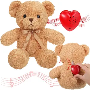 Teedy Bear with 60s Heart Shaped Voice Sound Recorder Module Plush Stuffed Animal Bear for Women Mom Wife Teacher Birthday Wedding Anniversary Gift Mother's Day Gift Graduation Gift