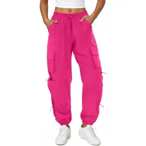 Womens Parachute Cargo Pants with Pockets Quick Dry Hiking Pants Lightweight Water-Resistant Baggy JoggersGift