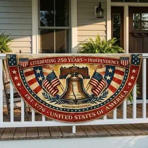 (1 Piece Only) Celebrating 250 Years, America Banner, 250th Anniversary Fan Flags, 2 Ply Year American Anniversary Flag for Wall, Front Door, Porch, Fence, Outdoor Decorations