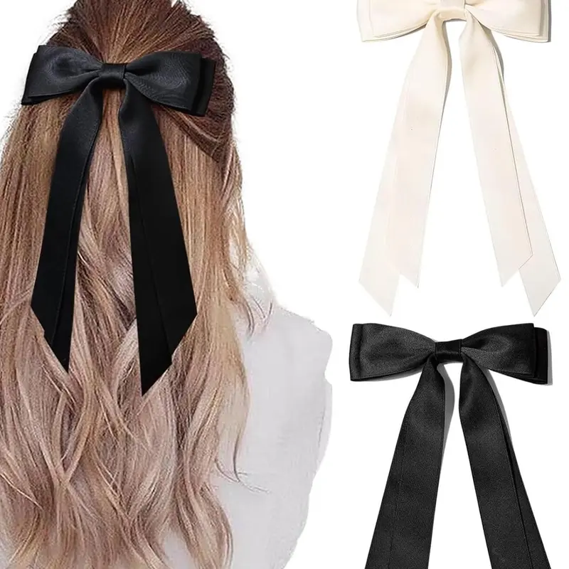 Solid Color Bow Decor Hair Clip Barrettes, Cute Hair Accessories for Women & Girls, Minimalist Headwear Suitable for Thick Hair, Super Cute Clips, Bows for Hair, Hair Style Accessory