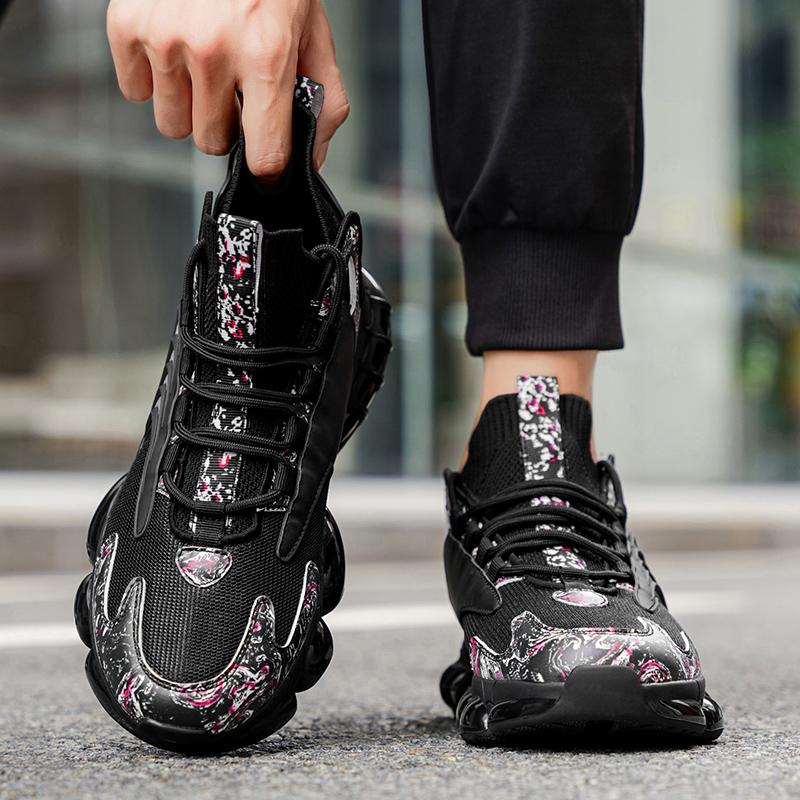 Men's Retro Camo Chunky Mesh Workout Sneakers, Lightweight Breathable High-Top Running Shoes with Synthetic Rubber Air Cushion Sole, Casual Trainers for Gym Workouts, Hiking, Outdoor Running, Streetwear and All-Season Wear