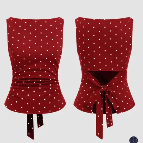 Women's Polka Dot Tank Top, Summer Boat Neck Sleeveless Knot Design, Y2K Style, Slim-Fitting, Round Neck, Back Tie, Casual Wear, Crop Tops, Elastic Tank Top, Casual Cropped Top
