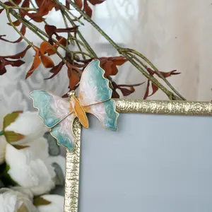 Decorative Picture Frames - 4x6 Inch Metal Frame with Golden Border & Butterfly Dragonflies Decoration for Home Decor