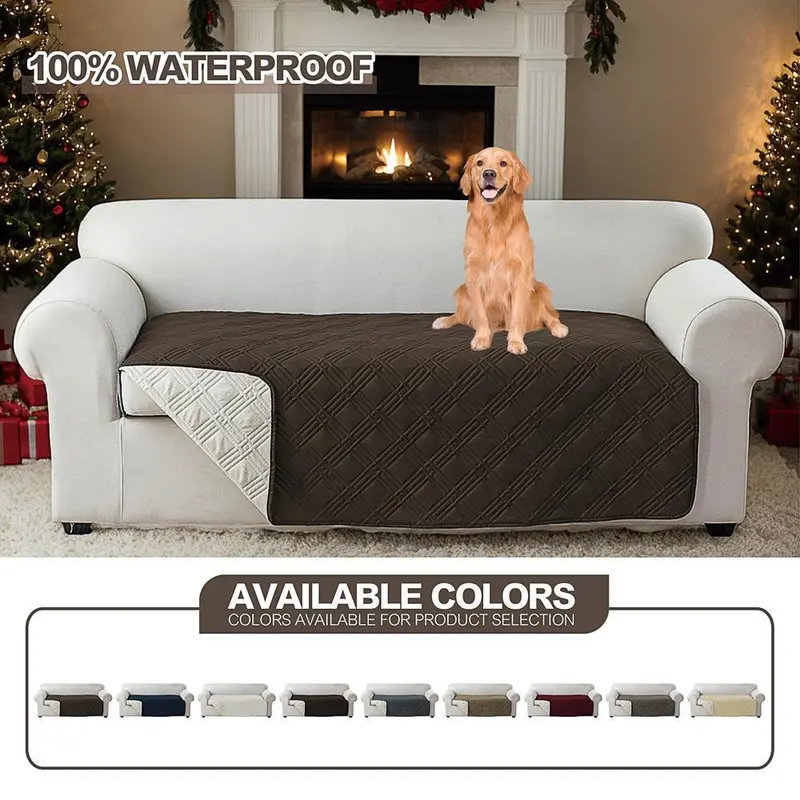 Quilted Sofa Cover with Handle, 100% Waterproof Nonslip Couch Protector (1-4 Seats) for Pet Dogs, Elastic Back Hugs Sofa for Steady Fit, Guards Sofas from Wear, Home Use, Machine Washable for Simple Upkeep