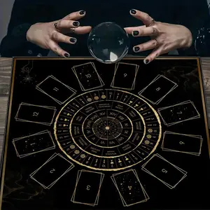 Tarot Card Tablecloth, Rectangle Tablecloth, 1 Count Party Decoration Altar Cloth, Tarot Card Reading Cloth, Decoration for Divination, Witchcraft and Astrology, Divination Practices