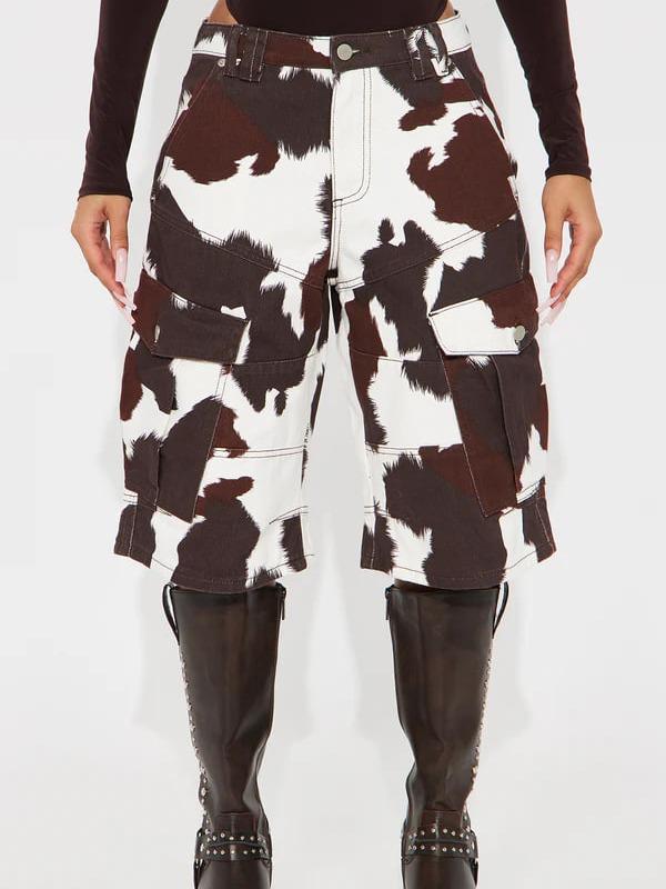 Cheyenne Cargo Denim Jorts - Brown/combo