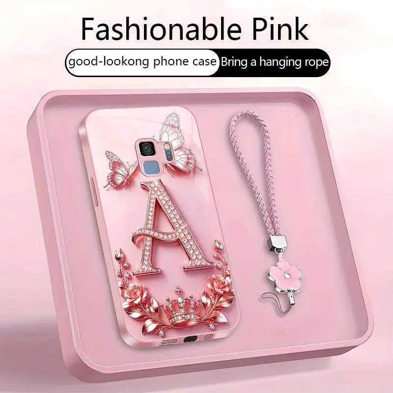 Suitable for [Galaxy S9 ] High-end, stylish letter-patterned phone case, 2D printed pattern, not 3D,full-coverage protection, free lanyard included,Purchase now and enjoy free shipping immediately！YM99