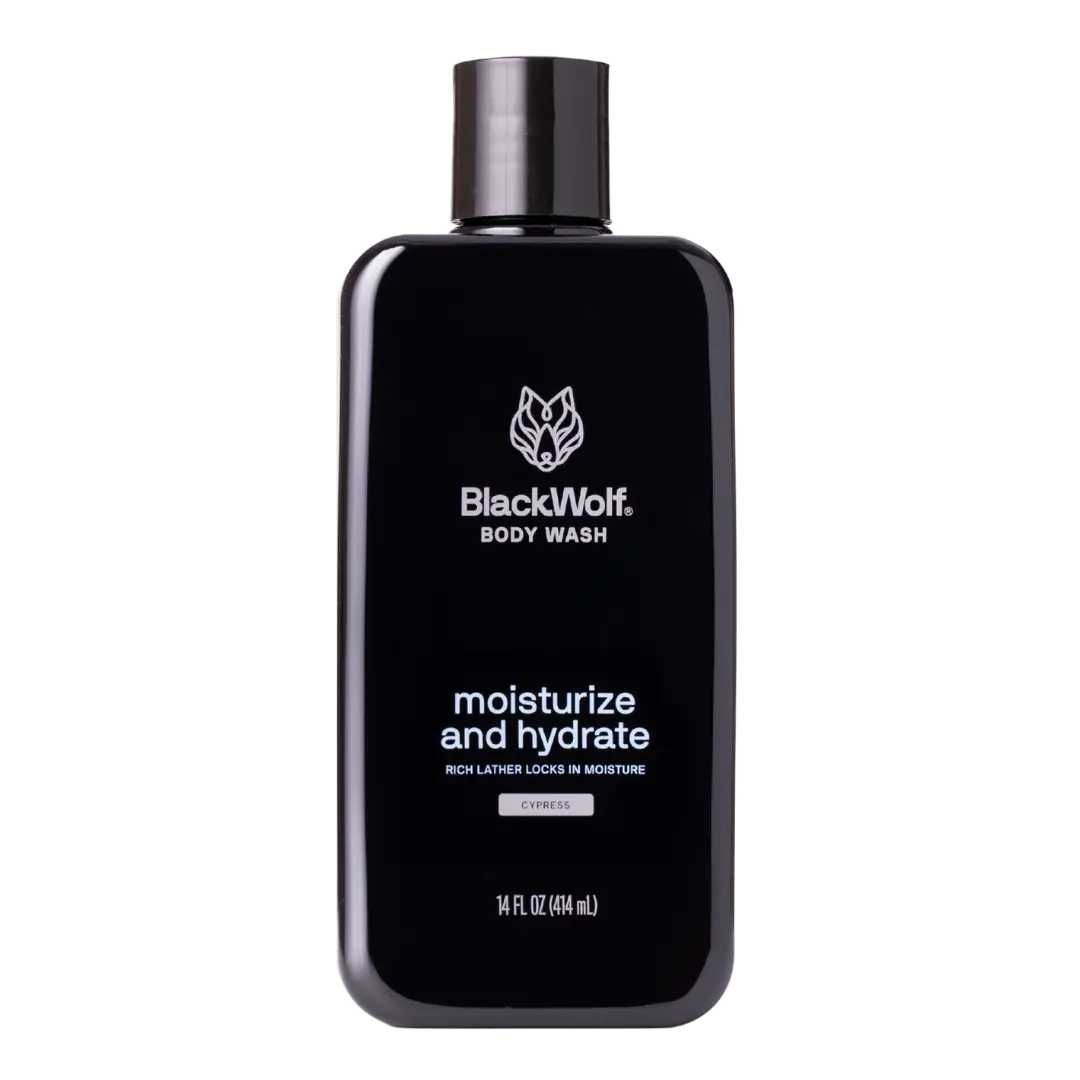 Black Wolf Moisturizing Body Wash -  Aloe Vera & Hyaluronic Acid - Hydrate & Restore Dry Skin, Smoothen Skin, Cocoa Butter Lather, Cypress Scent,  Moisturize Body Wash