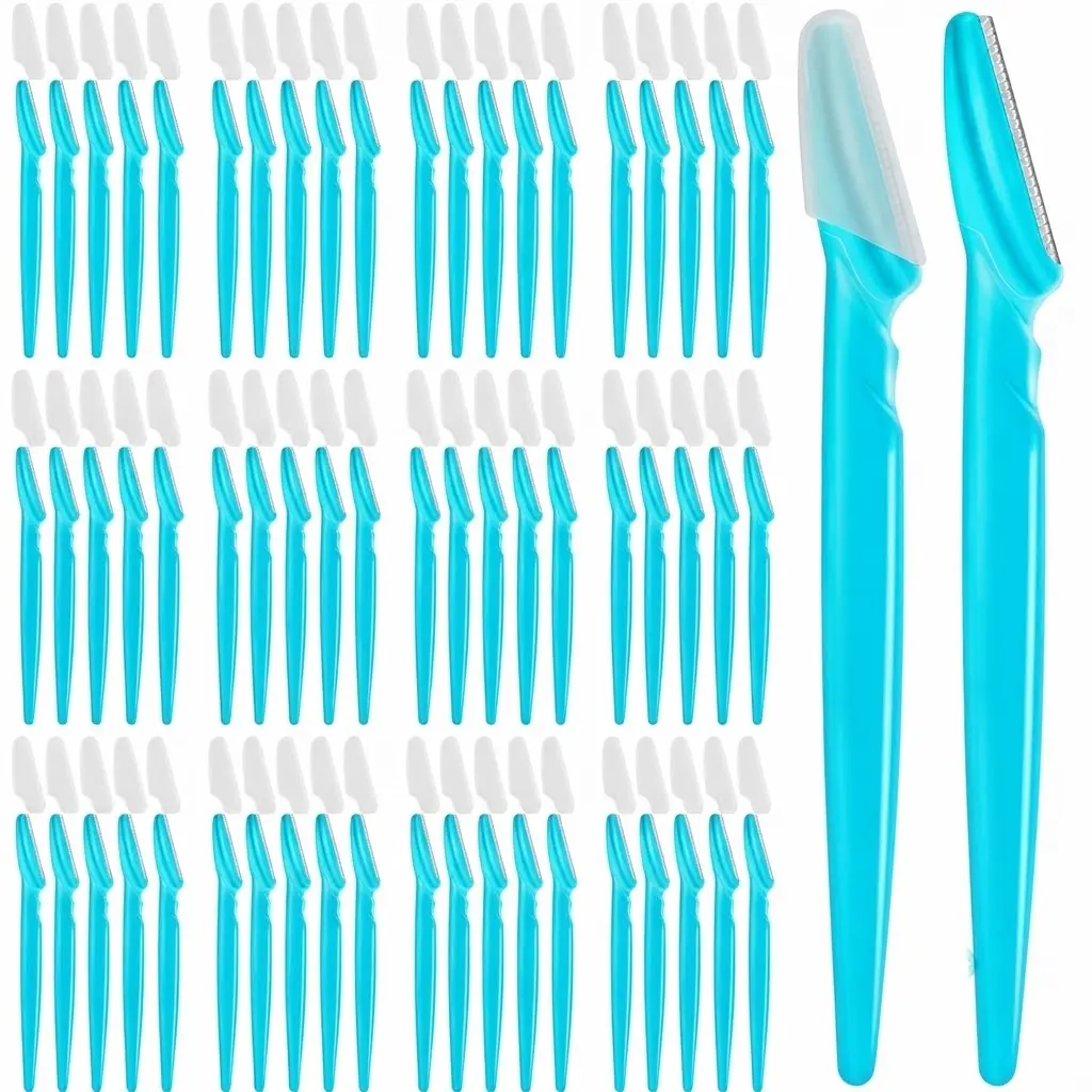 60 Pcs Blue Dermaplaning Tool & Eyebrow Razor Set | Multiuse Face Shaver, Facial Hair Remover, Exfoliating Peach Fuzz Trimmer for Women & Men