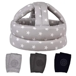 Baby Helmet & Baby Knee Pads  Crawling,Infant Helmet & Walking Baby Helmet, Age 6-36 months, Gray Star(A)
