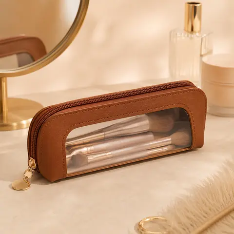 Portable Makeup Brush Case - Zippered Organizer Pouch for Cosmetics & Stationery, Ideal Travel Essential