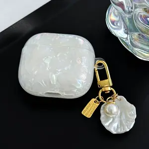 Pearl Shell Protective Case for AirPods Pro Gen 2 & AirPods 4-1, Stylish Earphone Cover Gift Box for Girlfriend, Durable Design, Earbuds, Protection
