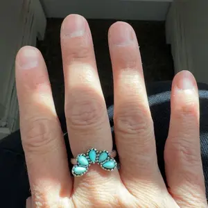 Chic Vintage Boho Synthetic Turquoise Ring for Women Silvery Stackable Ring Statement Ring Daily Jewelry Anniversary Christmas Gift  Suitable for Both Men and Women