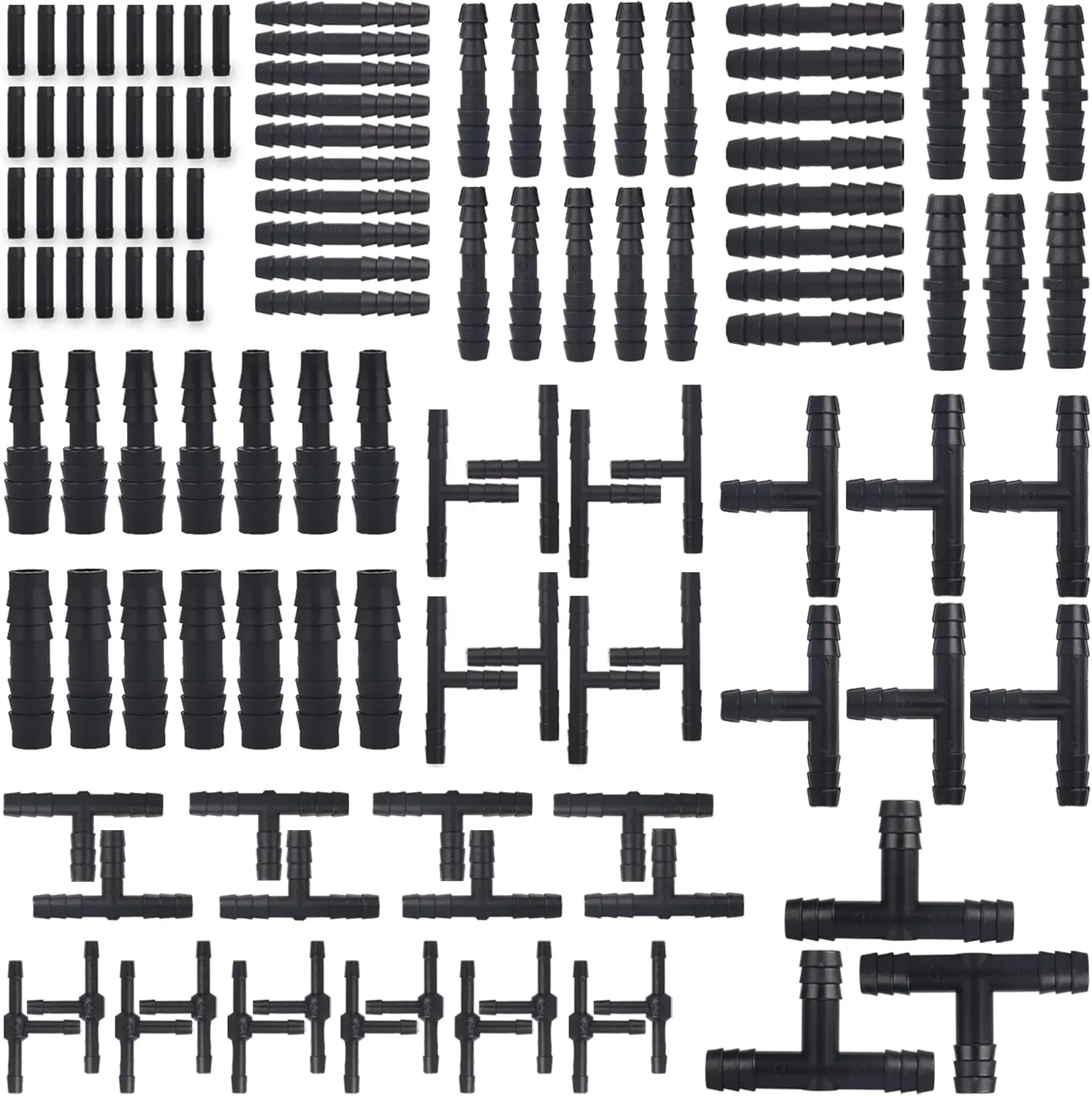 115 PCS Vacuum Connector Assortment Heat Resistance 240℃(460℉)12 Sizes Automotive Vacuum Tubing Connector Vacuum Tee Connector Assortment Kit (Black,Nylon)