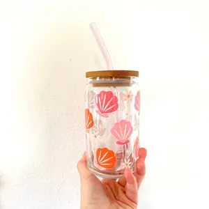 Sea shells 16 oz glass