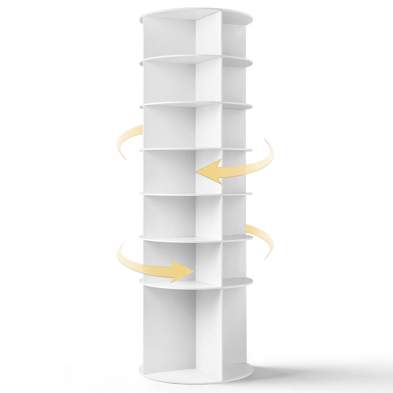 7-Tier 360° Rotating Shoe Rack Organizer, Wood-Plastic Composite, 60x60x184 cm, White, Space-Saving, Durable, Easy Assembly, Shoe Storage System