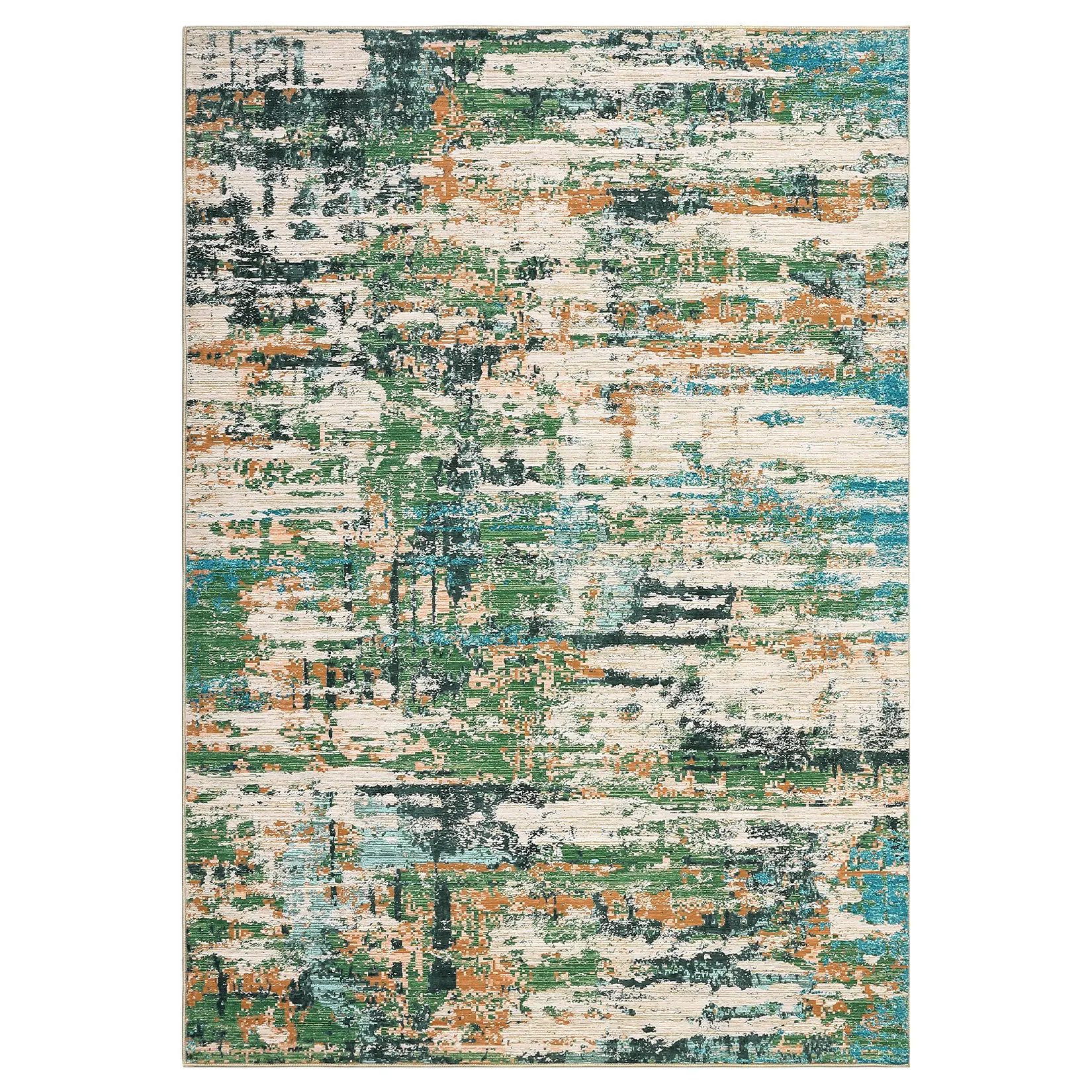 Modern Abstract Print Indoor Area Rug (9x12ft) - Abstract Rugs, Machine Washable, Green, Non-Slip, Lightweight, Stain-Resistant Contemporary Carpet for Living Room, Kid Room, Indoor Area Rugs