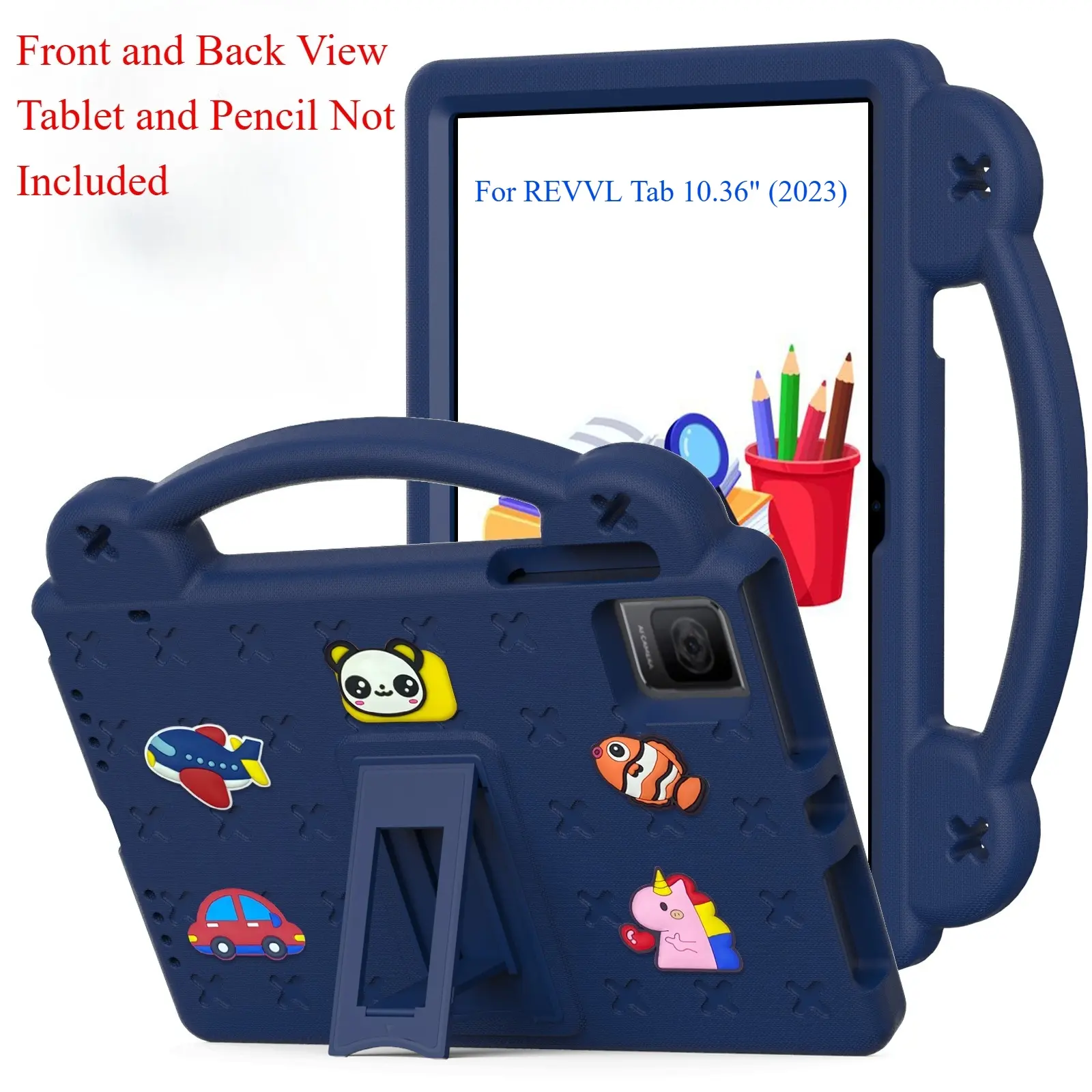 Fun & Safe Kids Shockproof Case Casing for T-Mobile REVVL Tab 10.36" 2023 Tablet | All-in-One Cover with Handle & Stand for T-Mobile Tablet Protective Cover Tablet Covers