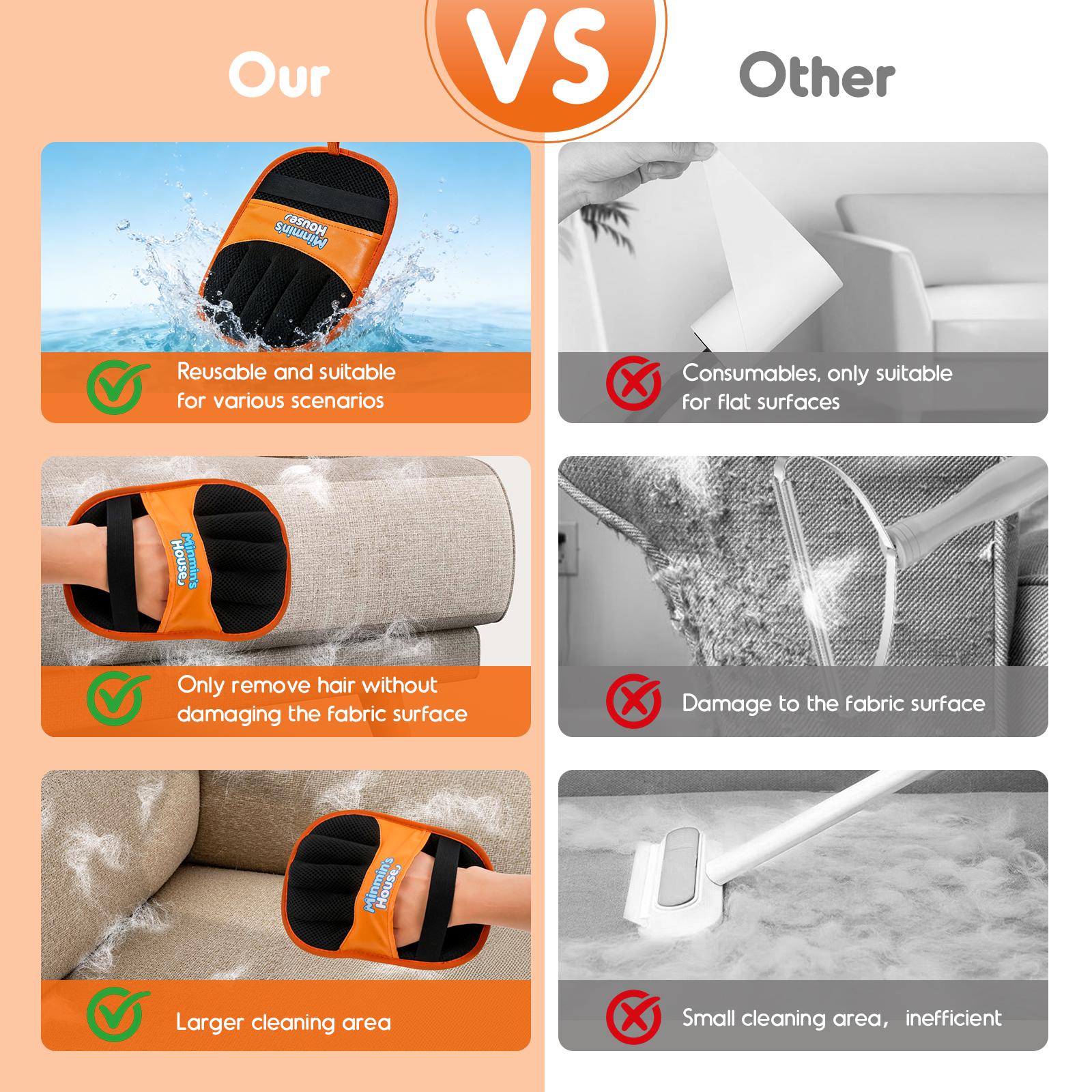 Minmin's House Upgraded Pet Hair Remover Electrostatic Gloves Reusable Cat Dog Hair Removal Mitt for Couch Furniture Carpet Car Seat Grooming Cleaning Tool