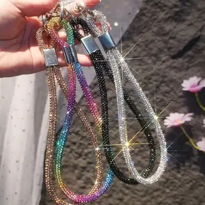 Fashionable Rhinestone Decor Phone Chain, Fashionable Short Phone Lanyard, Phone Strap for Women & Girls, Phone Wrist Strap, Mobile Phone Decoration Accessories, Phone Sling, Cell Phone Charm