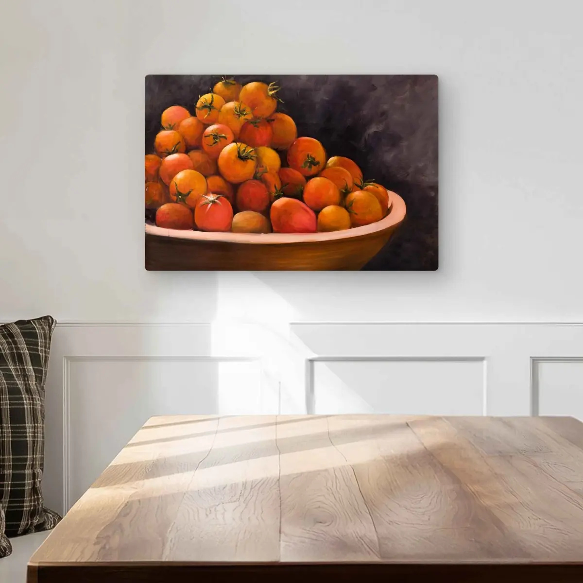 212 MAIN Aluminium Wall Art - 12x18 in Contemporary Brown Metal Print of Vibrant Cherry Tomatoes Still Life Bowl, Artistic Kitchen Home Decoration