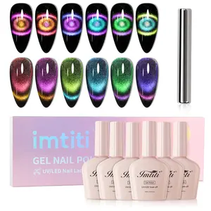 IMTITI 6-Color 10ML Cat Eye Gel Polish Set with Magnet – High Saturation, Firm Texture, Long-Lasting UV/LED Soak-Off, Salon-Grade Gel for Nail Art, Salon & DIY Gift Polish