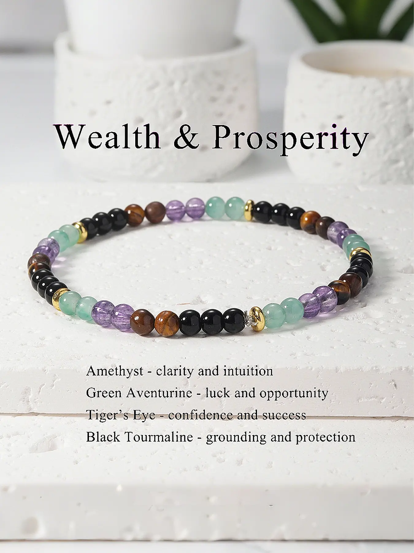 4mm Natural Crystal Beaded Bracelet, Chakra Bracelets, Chakra Healing Crystals, Wealth & Prosperity Energy Balancing Jewelry Gift, Unisex Chakra Balance Accessory