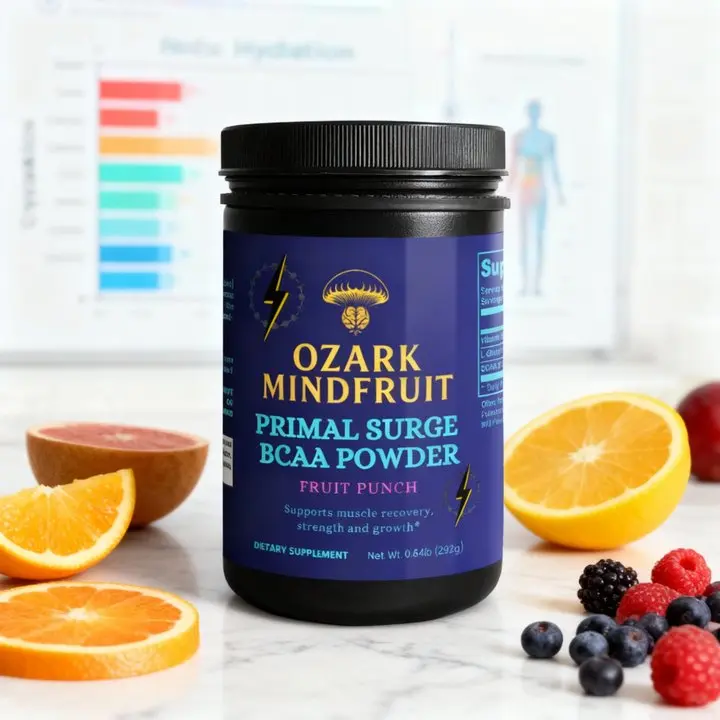 Ozark Mindfruit Primal Surge BCAA Powder Fruit Punch 0.64lb Hydration Recovery Clean Energy Supplement