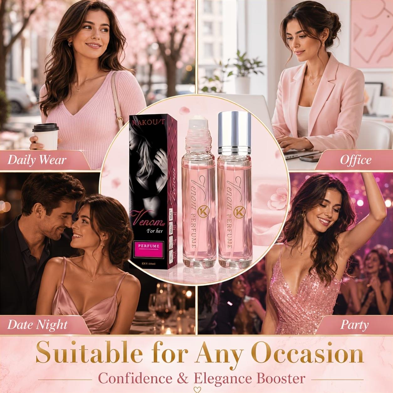 3-Piece Pheromone Perfume Set, Venom Fragrance for Women, Aphrodite Pheromone Perfume, Pheromone Oil for Women to Attract Men, Roll-On Pheromone Oil, Women's Pheromone Perfume