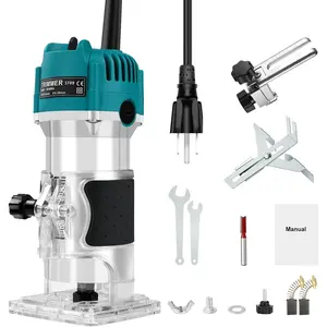 Router Tool, Wood Router 110V 800W Compact Electric Hand Trimmer 30000RPM for Woodworking Trimming, Milling, Engraving, Slotting