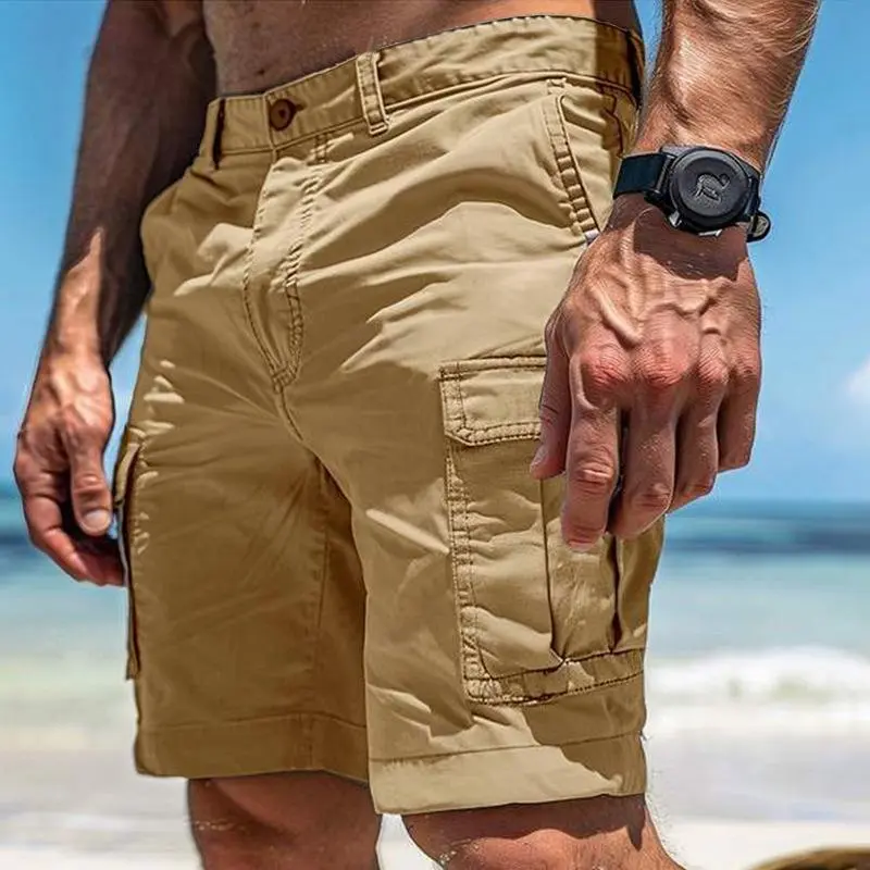 Mens Cargo Shorts Multi Pockets Elasticated Waist Combat Poly Cotton Pants S M L XL 2XL 3XL Casual Menswear