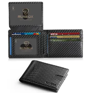 Wallet for Men Slim Rfid Leather 2 ID Window With Gift Box | Slim, Rfid, 2 ID Window, With Gift Box, Slim, Rfid