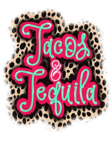 8.5x11 TACOS & TEQUILA neon leopard sublimation transfer ready to press