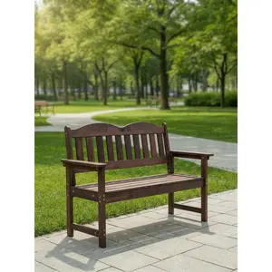 OUTGOODS Garden Bench, 2-Person Poly Lumber Patio Bench,Slatted Patio Loveseat, for Use in Yard, Garden, Porch, or Park,summerwins