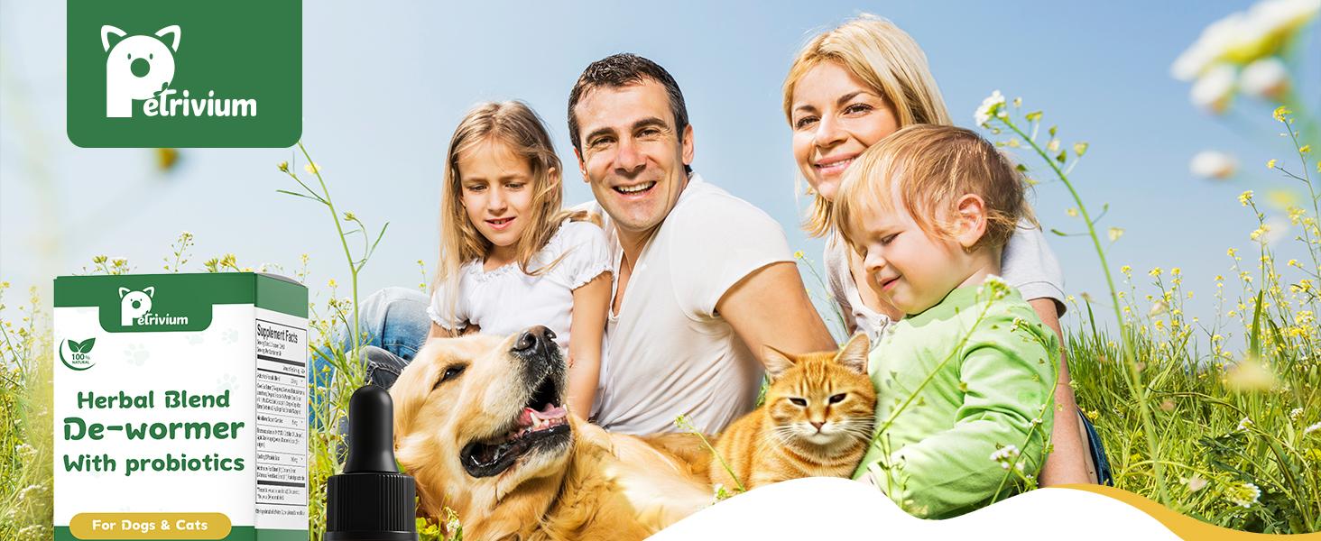 Petrivium Natural Intestinal Defense for Cats & Dogs Herbal Cleanse with Probiotic Triple Action Probiotics Supplement Drops for Gut Health Digestion Broad Spectrum Formula for All Ages and Breeds 2 Oz