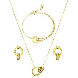 OIDEA 3-Piece Roman Numeral Jewelry Set for Women, Everyday Stainless Steel Necklace, Bracelet, and Earrings with CZ Accents, Dates & Numbers