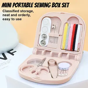 Mini Sewing Kit Box, Portable Small Sewing Tools Set, Easy Sewing Kit with Thread, Buttons, Pins, Essential Home DIY Craft Supplies
