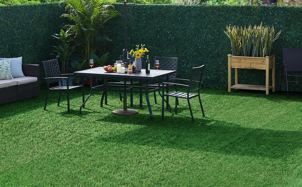 Yaheetech Artificial Grass 12" x 12" Interlocking Turf Tile Self-draining Grass Indoor/Outdoor Flooring Decor, 27PCS